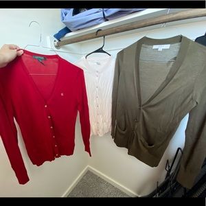 Ralph Lauren POLO, J Crew, and Loft cardigan.